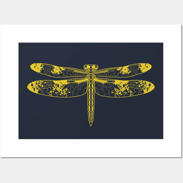 Intricate Golden DragonFly Wall Art by AwePup